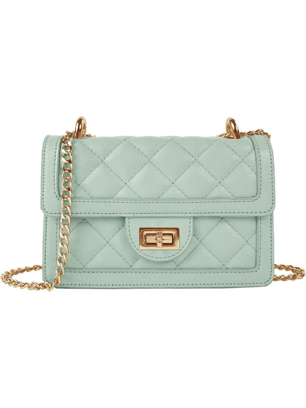 Women's Mint Small Quilted Crossbody Bag Designer Mini Shoulder Purse
